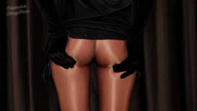 Velour gloves and glossy tights