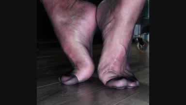 Black Pantyhose Feet Underneath My Desk
