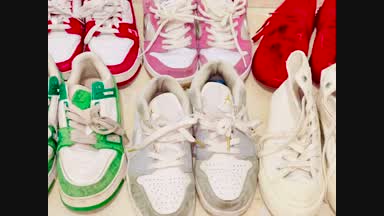 collection of dirty sneakers