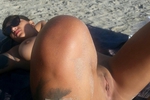 Shaved pussy at Nude Beach