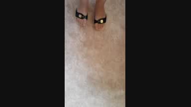sissyslut6111 โ wooden sandals on pvc floor with sound