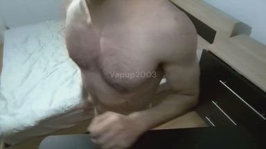 Fit Hairy Guy Flexes and Self Swallows