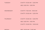 graciecabsauv — updated live schedule!!
