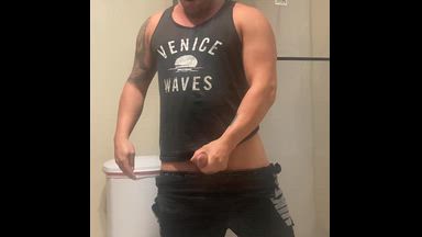 Jerking off in the kitchen, until I busted a load.