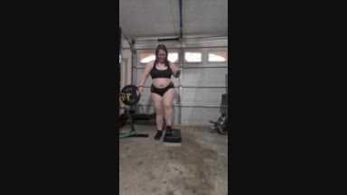 Side step ups in tiny booty shorts