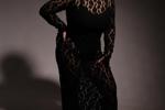 emily โ look in your eyes with lace black dress on
