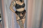 blue hair black lingerie