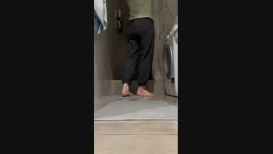 Shower and jerk off on bed