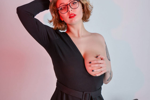 beautiful teacher with red lips