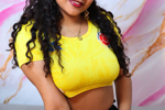 A Colombian woman with a dark complexion, just for