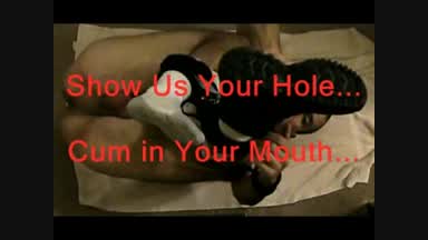 Tied Dildo Suck and Cum in Mouth