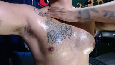I rub myself with a lot of oil and get hard