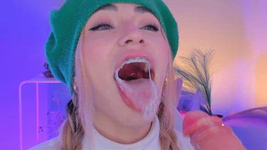 sucking to the bottom with lots of saliva