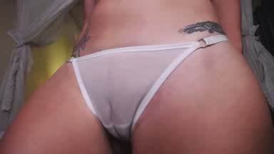 cameltoe in transparent white panty