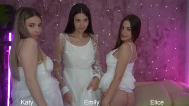 Kate Elice Emily striptease lesbian touching playi