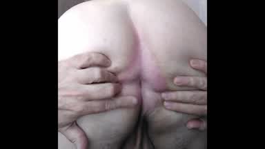 bent over and open