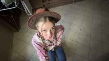 Amy Cowboy first saddle Kevin's face and then his