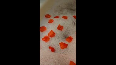 Rubbing feet (bubble bath. Roses)