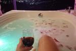 taking a bath in the tub