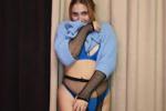 Soft Tease in Blue#lingerie#sexy#teasing#fishnets