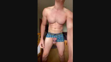 flexing & hard cock (+ ball stretcher)