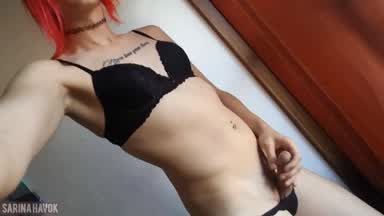 Fit Tgirl Jerks Off and Blows A Big Load