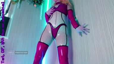 Stunning textured latex catsuit