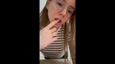 Topless tease with saliva