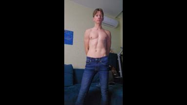Huge cum shot while wearing jeans