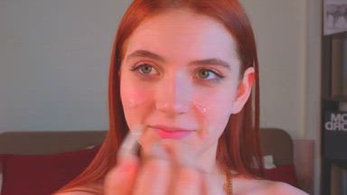 Sperm on face & fingers sucking