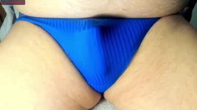 Hands free cum in blue panties