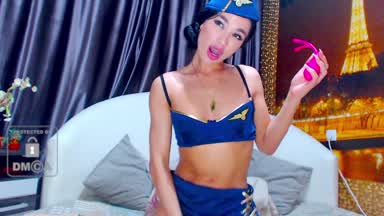 stewardess with 2 lush in pussy + hush in ass