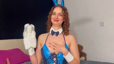 Latex Bunny Hand Puppet JOI - I Milk Your Cock