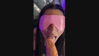 Blindfol dedtrying to grab cock