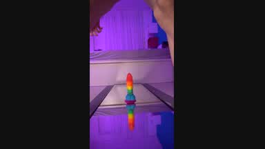 Riding dildo on mirror