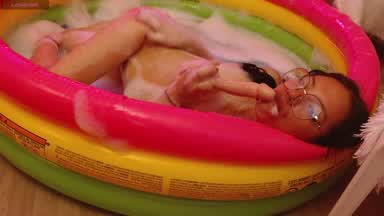 playing with my dildo and lots of foam, in my Jacu