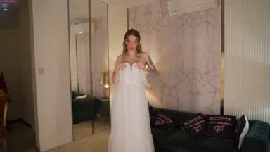 Suzann teaser with wedding dress striptease and oi