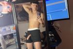 hung dick in mirror