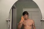 Cumshot mirror selfie with face