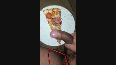 independent model — Hot cum on pizza, your food is ready