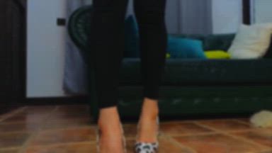 In leopard heels on the TV screen saver😍