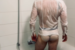 In bath with a suit shirt