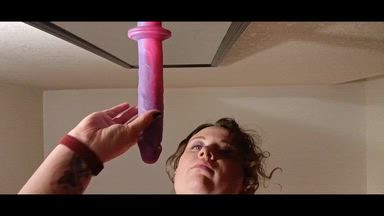 Bouncing On A Dildo and Sucking It