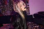 Gothic style with black lips and nipple clamps