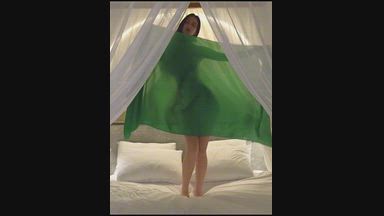 Emerald silk teasing dance (naked under)