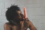 Sexy dildo licking