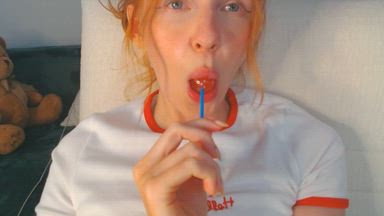 ginger redhead suck n lick lollipop 18 19 student