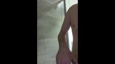 Washing armpit in the shower