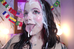 pretty and cute face destroyed by saliva and cum
