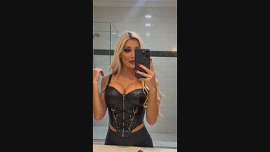 Hot Blonde British MILF Barbi Bentley in Leather